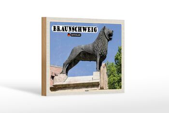 Panneau en bois villes château de Braunschweig architecture du lion 18x12 cm 1