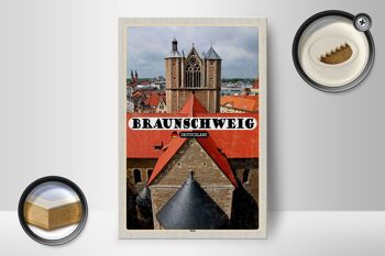 Panneau en bois villes décoration église cathédrale de Braunschweig 12x18 cm 2