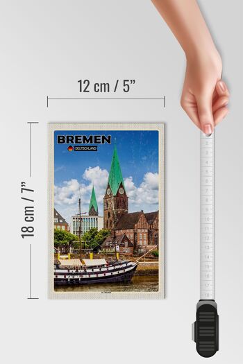 Panneau en bois villes Brême Allemagne St. Martini 12x18 cm 4