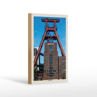 Cartello in legno città Essen Germania Zeche Zollverein 12x18 cm