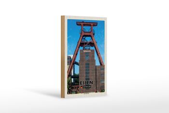 Panneau en bois villes Essen Allemagne Zeche Zollverein 12x18 cm 1