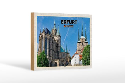 Holzschild Städte Erfurt Deutschland Dom Altstadt 18x12 cm