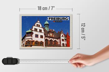 Panneau en bois villes Fribourg mairie architecture décoration 18x12 cm 4