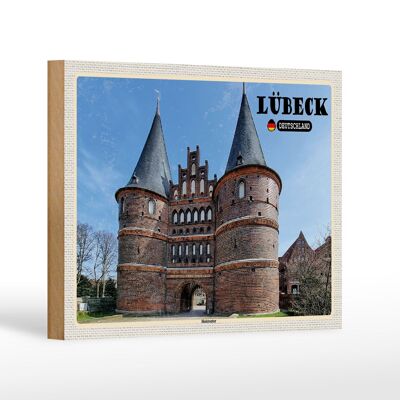 Holzschild Städte Lübeck Deutschland Holstentor 18x12 cm Dekoration