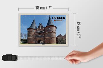 Panneau en bois villes Lübeck Allemagne Holstentor 18x12 cm décoration 4