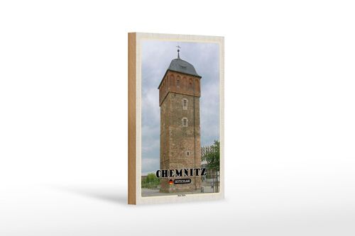 Holzschild Städte Chemnitz Deutschland Roter Turm 12x18 cm