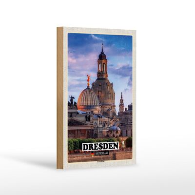 Cartel de madera ciudades Dresden Alemania Frauenkirche 12x18 cm