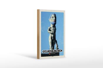 Panneau en bois villes Gelsenkirchen sculpture Hercule 12x18 cm 1