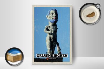 Panneau en bois villes Gelsenkirchen sculpture Hercule 12x18 cm 2