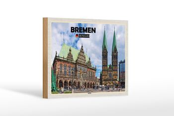 Panneau en bois villes Brême Allemagne décoration mairie 18x12 cm 1