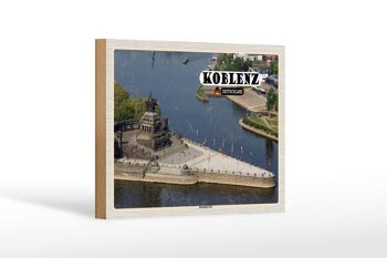 Panneau en bois villes Coblence Deutsches Eck court voyage 18x12 cm 1