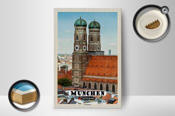 Panneau en bois villes Munich vieille ville décoration Frauenkirche 12x18 cm 2