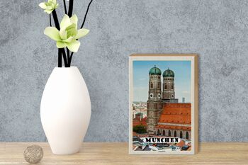 Panneau en bois villes Munich vieille ville décoration Frauenkirche 12x18 cm 3