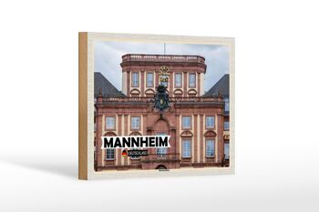 Panneau en bois villes Mannheim Allemagne château baroque 18x12 cm 1