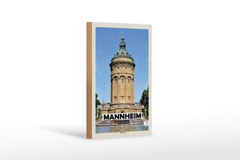 Panneau en bois villes Mannheim château d'eau vieille ville 12x18 cm décoration 1
