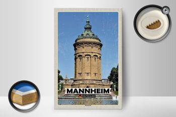 Panneau en bois villes Mannheim château d'eau vieille ville 12x18 cm décoration 2