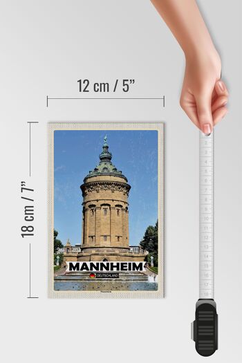 Panneau en bois villes Mannheim château d'eau vieille ville 12x18 cm décoration 4
