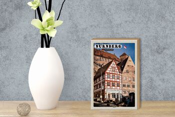 Panneau en bois villes Nuremberg Allemagne vieille ville 12x18 cm décoration 3