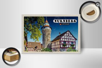 Panneau en bois villes Nuremberg architecture Kaiserburg 18x12 cm 2