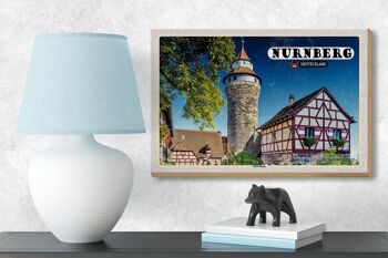 Panneau en bois villes Nuremberg architecture Kaiserburg 18x12 cm 3