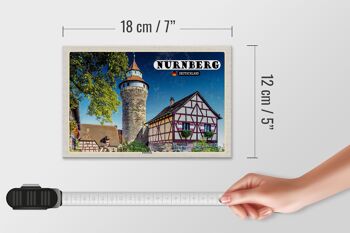 Panneau en bois villes Nuremberg architecture Kaiserburg 18x12 cm 4