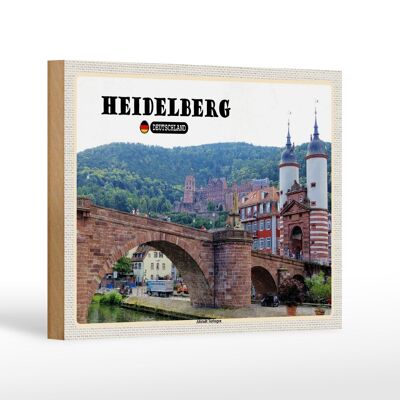 Cartello in legno città Heidelberg decorazione dell'arco della città vecchia 18x12 cm