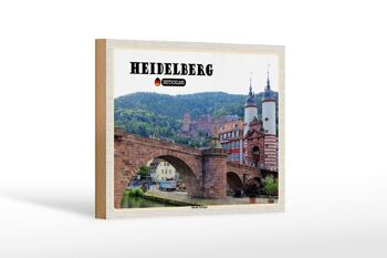Panneau en bois villes Heidelberg, décoration d'arche de la vieille ville 18x12 cm 1