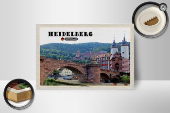 Panneau en bois villes Heidelberg, décoration d'arche de la vieille ville 18x12 cm 2