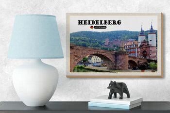 Panneau en bois villes Heidelberg, décoration d'arche de la vieille ville 18x12 cm 3