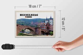 Panneau en bois villes Heidelberg, décoration d'arche de la vieille ville 18x12 cm 4