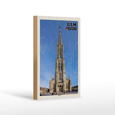 Panneau en bois villes Ulm Allemagne Münster décoration 12x18 cm