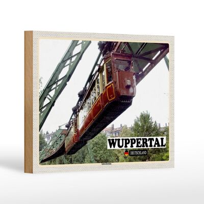 Cartello in legno città Wuppertal Germania ferrovia sospesa 18x12 cm