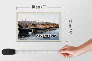 Panneau en bois villes Ratisbonne pont en pierre rivière 18x12 cm 4