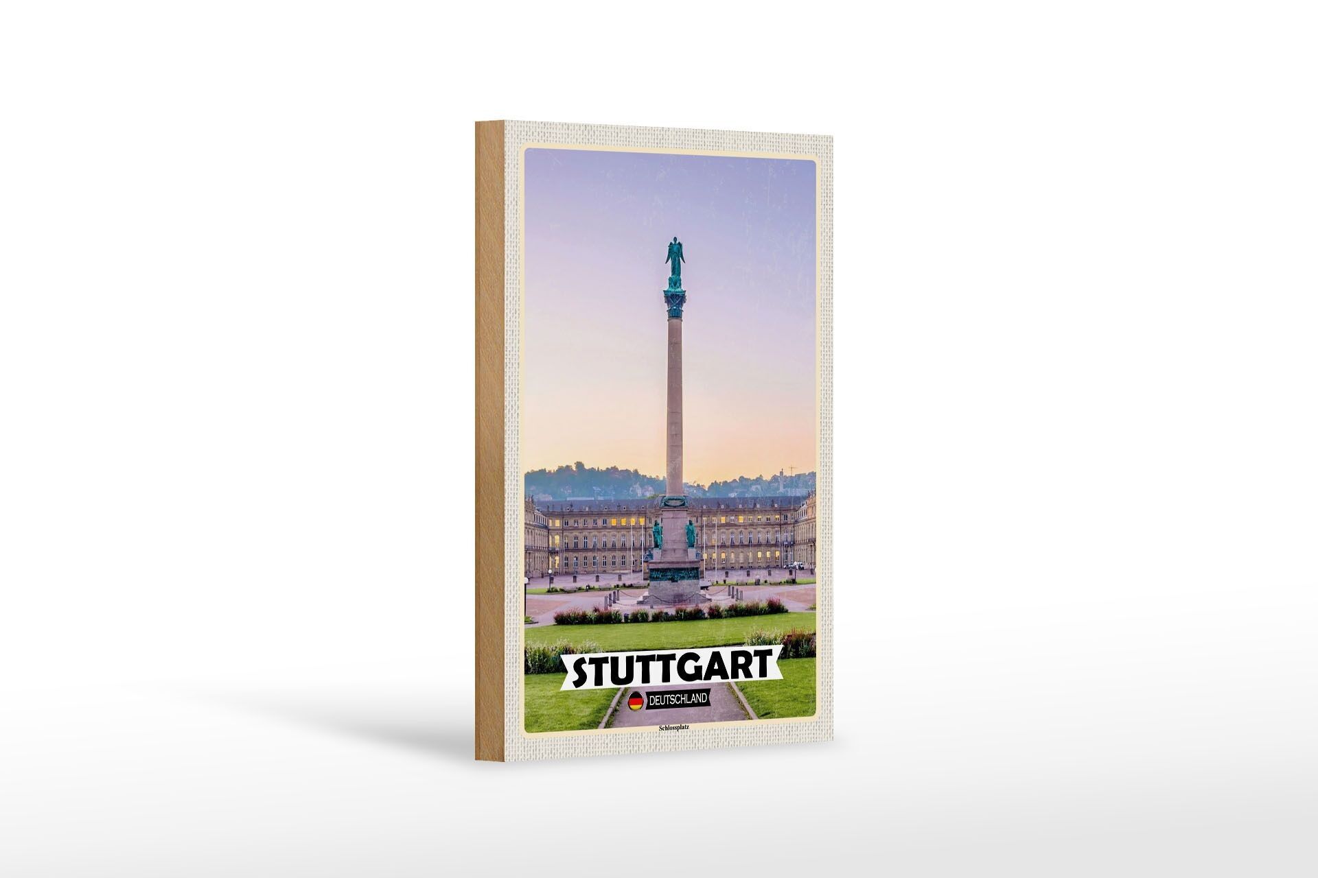 Cartello in legno città Stoccarda Germania Schlossplatz 12x18 cm