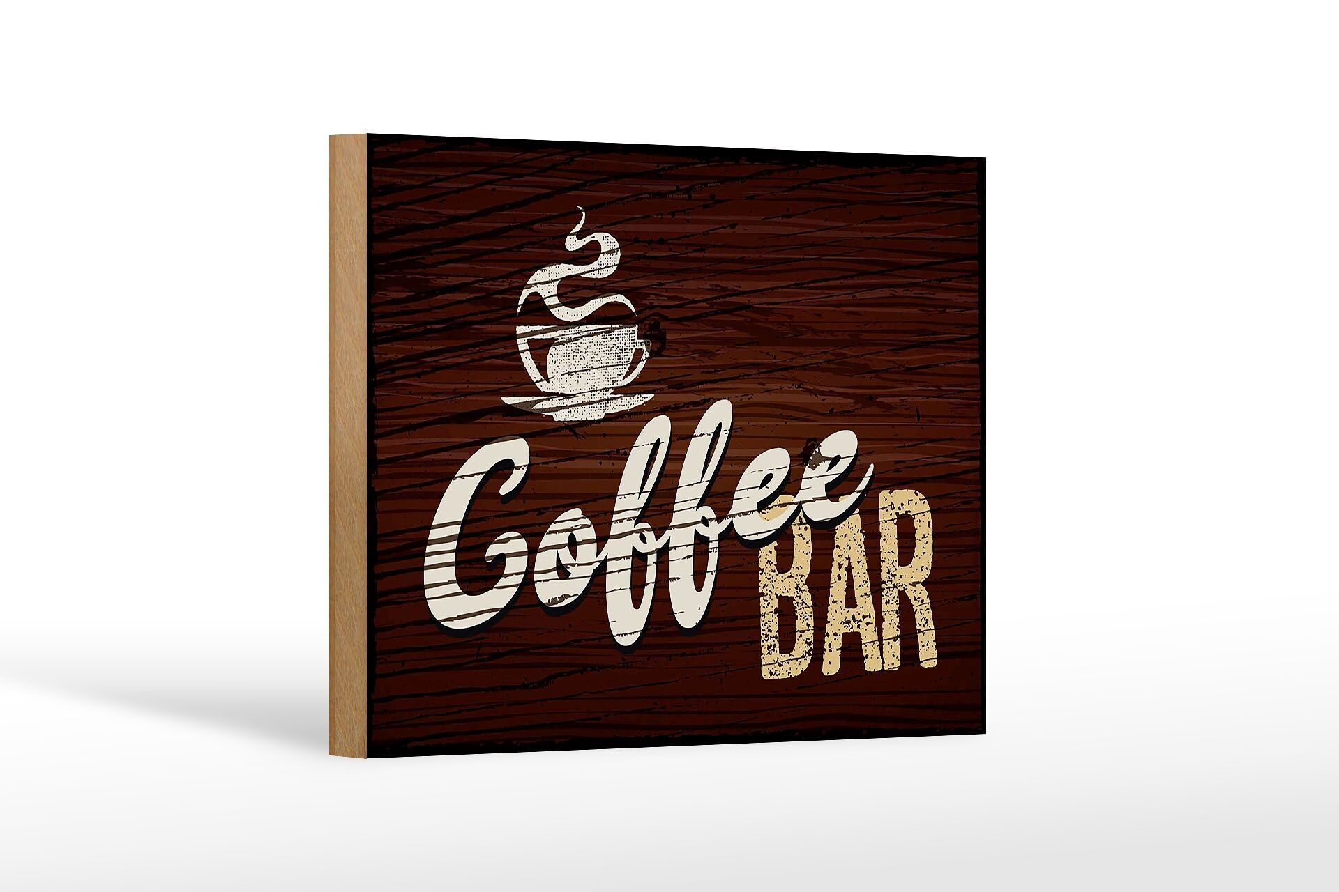 Cartel de madera que dice decoración cafetería 18x12 cm.