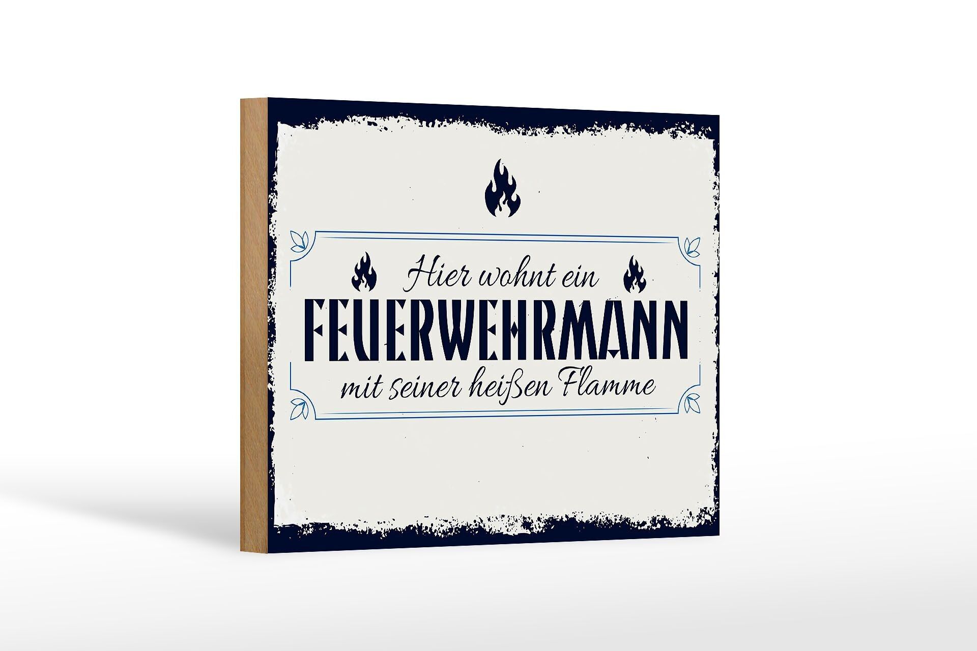 Cartello in legno con scritta 18x12 cm Decorazione qui abita un pompiere