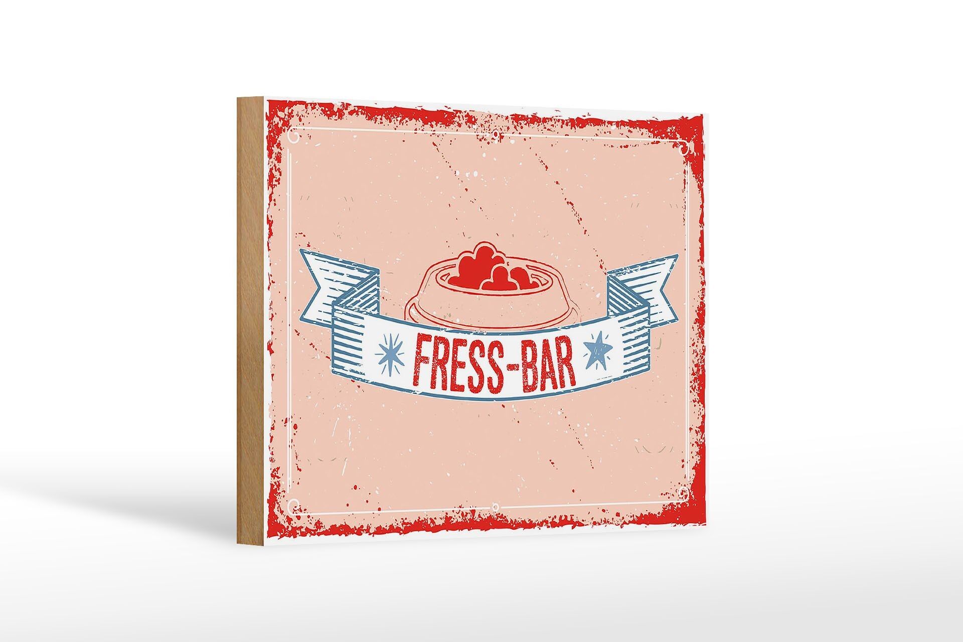 Cartel de madera con texto decoración barra de comida 18x12 cm.