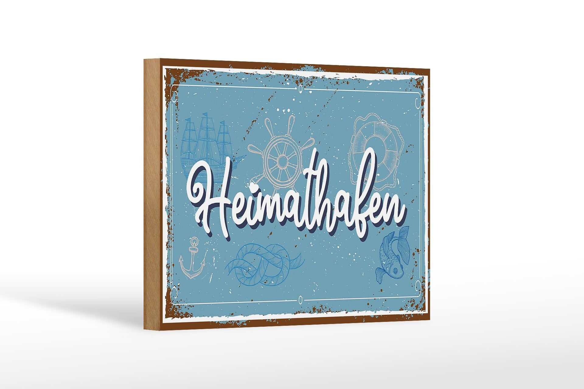 Cartello in legno con scritta 18x12 cm decorazione volante porto di partenza