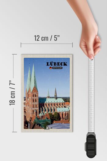 Panneau en bois villes Lübeck Allemagne Église Sainte-Marie 12x18 cm 4