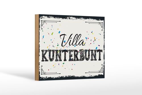 Holzschild Spruch 18x12 cm Villa Kunterbunt Dekoration