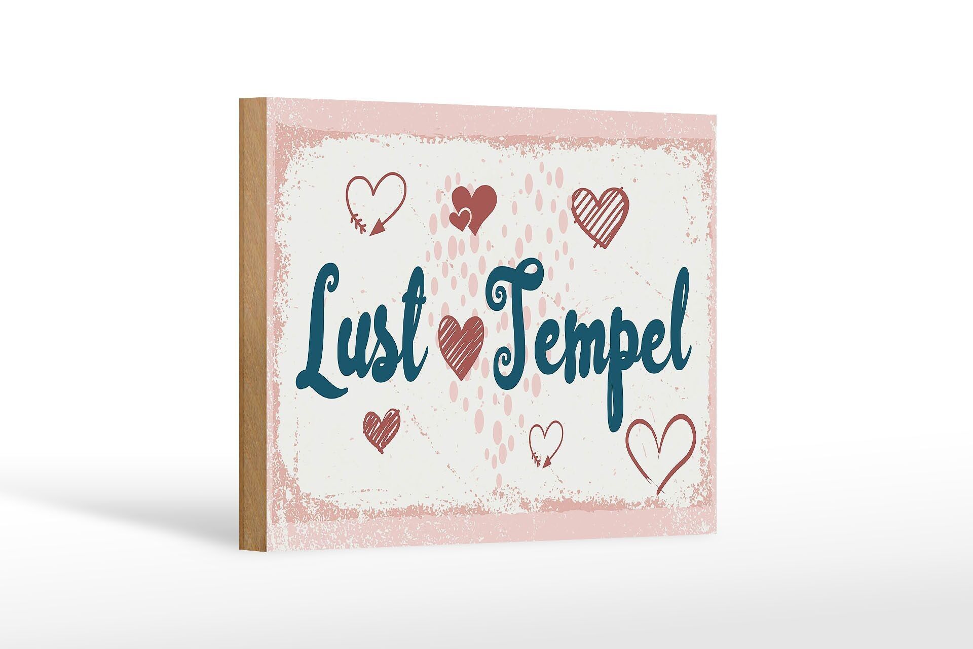 Wooden sign saying 18x12 cm lust temple pink happy decoration