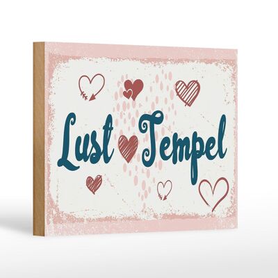 Cartel de madera con texto 18x12 cm Lust Temple decoración feliz rosa