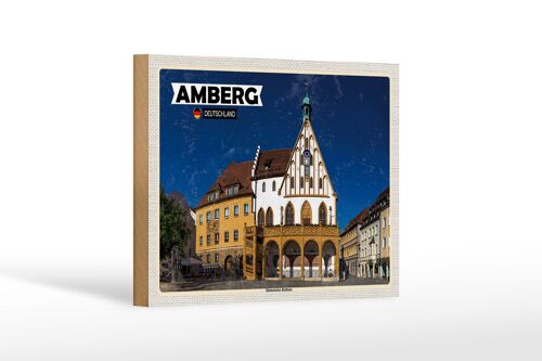 Holzschild Spruch Amberg Historisches Rathaus Dekoration 18x12 cm