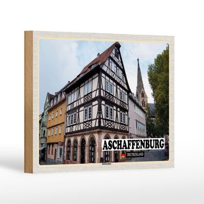 Holzschild Städte Aschaffenburg Stiftbasilika Altstadt 18x12 cm