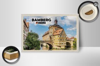 Panneau en bois villes Bamberg ancien hôtel de ville décoration rivière 18x12 cm 2