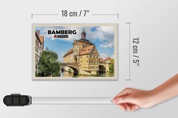 Panneau en bois villes Bamberg ancien hôtel de ville décoration rivière 18x12 cm 4