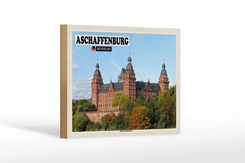 Holzschild Städte Aschaffenburg Schloss Johannesburg 18x12 cm
