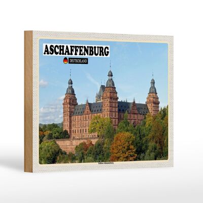 Cartel de madera ciudades Castillo de Aschaffenburg Johannesburgo 18x12 cm