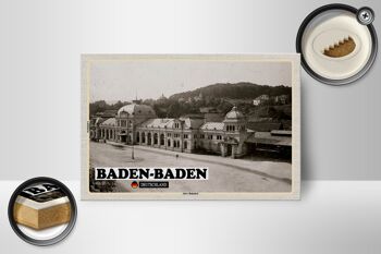 Panneau en bois villes Baden-Baden décoration ancienne gare 18x12 cm 2