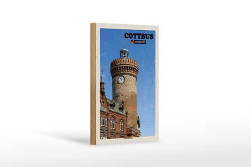 Holzschild Städte Cottbus Spremberger Turm Dekoration 12x18 cm